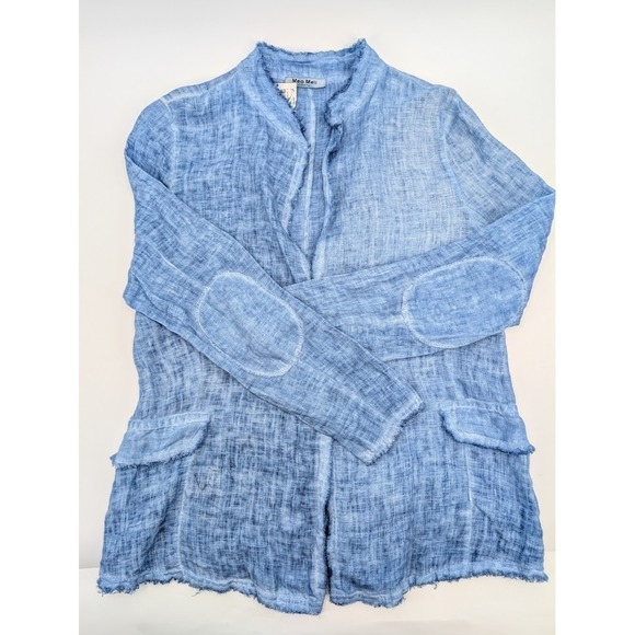 Meo Meli Jackets & Blazers - MEO MELI 100% Linen Jacket Blazer Womens S/M Blue Coastal Minimalist Lagenlook